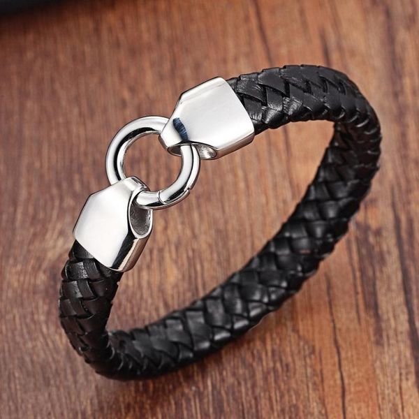 charm bracelets 316l white stainless steel bracelet genuine leather bangle for men braid black color trendy women, Golden;silver
charm bracelets 316l white stainless steel bracelet genuine leather bangle for men braid black color trendy women, Golden;silver