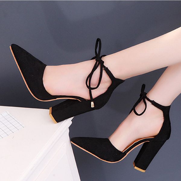 high heels women's sandals spring autumn flock shoes woman ladies pumps thin air heels footwear women shoes lace up, Black
high heels women's sandals spring autumn flock shoes woman ladies pumps thin air heels footwear women shoes lace up, Black