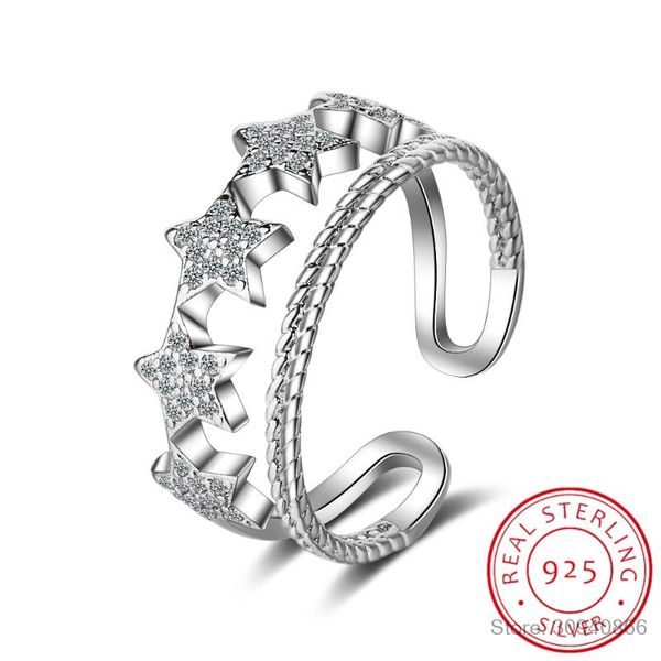 cluster rings zirconia double line star adjustable ring for women 925 sterling silver girl fashion bague jz254, Golden;silver
cluster rings zirconia double line star adjustable ring for women 925 sterling silver girl fashion bague jz254, Golden;silver