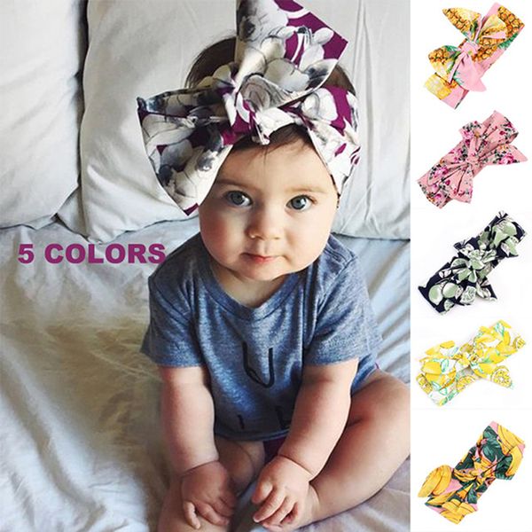 Toddler Baby Pineapple Banana Orange Kiwi Flower Fruit Print Headbands Kids Handmade Tiara Children's Headband Hair Accessories