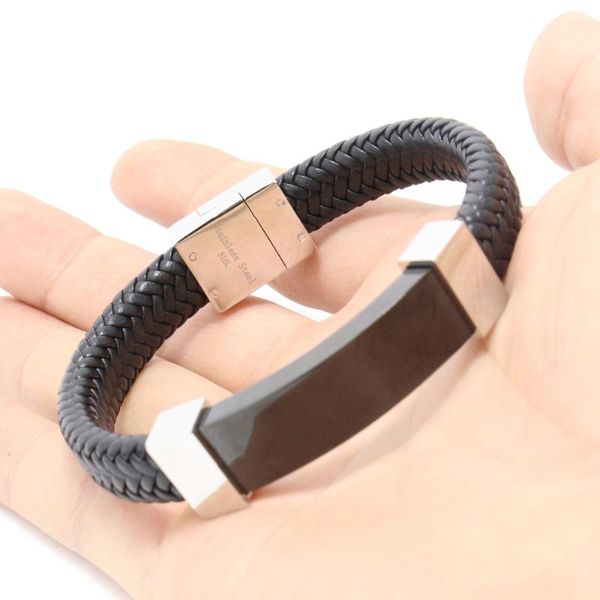 2020 men stainless steel polishing leather bracelet punk style statement magnet buckle bracelet ing, Black
2020 men stainless steel polishing leather bracelet punk style statement magnet buckle bracelet ing, Black