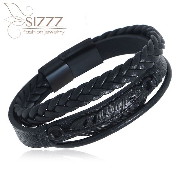 sizzz 2020 europe and the united states creative black stainless steel leather double layer bracelet&bangles for women/men, Golden;silver
sizzz 2020 europe and the united states creative black stainless steel leather double layer bracelet&bangles for women/men, Golden;silver