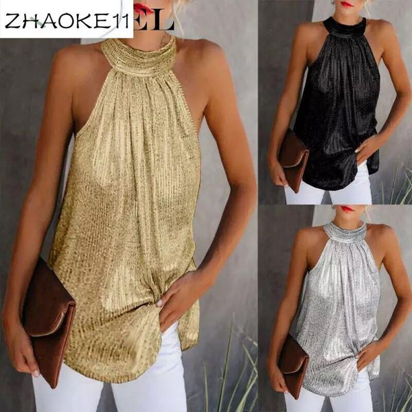 women fashion halter sequin blouse summer casual sleeveless solid color t-shirts plus size s-5xl, White
women fashion halter sequin blouse summer casual sleeveless solid color t-shirts plus size s-5xl, White