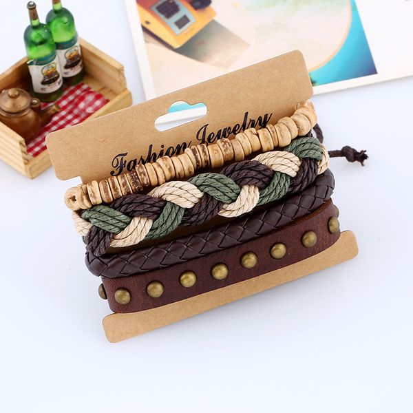 4pcs/lot bracelet for women men vintage punk woven diy leather bracelet armband jewelry friendship gifts accessories mujer, Black
4pcs/lot bracelet for women men vintage punk woven diy leather bracelet armband jewelry friendship gifts accessories mujer, Black