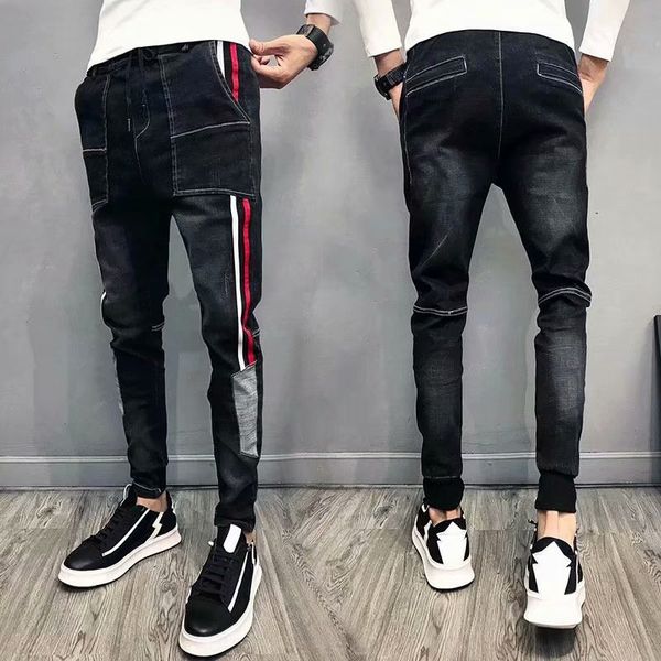 spring and summer jeans couple jeans jeans korean-style close-fitting stitching trousers men's and women's contrast color small fe, Blue
spring and summer jeans couple jeans jeans korean-style close-fitting stitching trousers men's and women's contrast color small fe, Blue