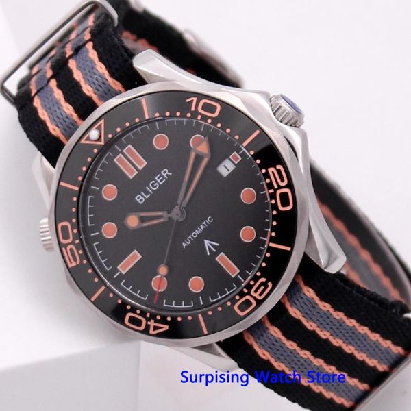 wristwatches bliger 41mm black dial mechanical mens watch nylon strap sapphire crystal luminous waterproof calendar automatic wristwatch men, Slivery;brown
wristwatches bliger 41mm black dial mechanical mens watch nylon strap sapphire crystal luminous waterproof calendar automatic wristwatch men, Slivery;brown