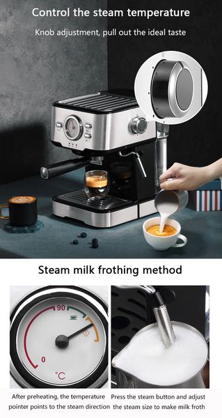 DMWD 1.5L Italian Espresso Coffee Maker Semi-automatic Coffee Machine Latte Cappuccino Cafe Mocha Milk Frothers Milk Foamer
DMWD 1.5L Italian Espresso Coffee Maker Semi-automatic Coffee Machine Latte Cappuccino Cafe Mocha Milk Frothers Milk Foamer