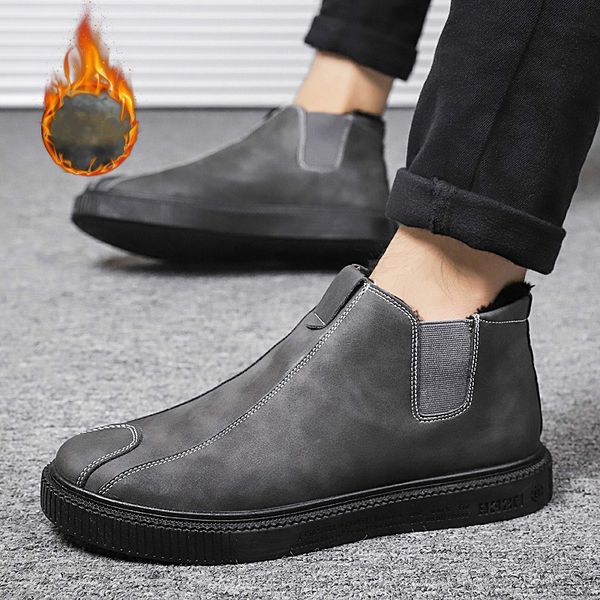 men sneakers winter boots mens leather slip-on waterproof snow boots 2020 man pu designers casual shoes zapatos hombre, Black
men sneakers winter boots mens leather slip-on waterproof snow boots 2020 man pu designers casual shoes zapatos hombre, Black