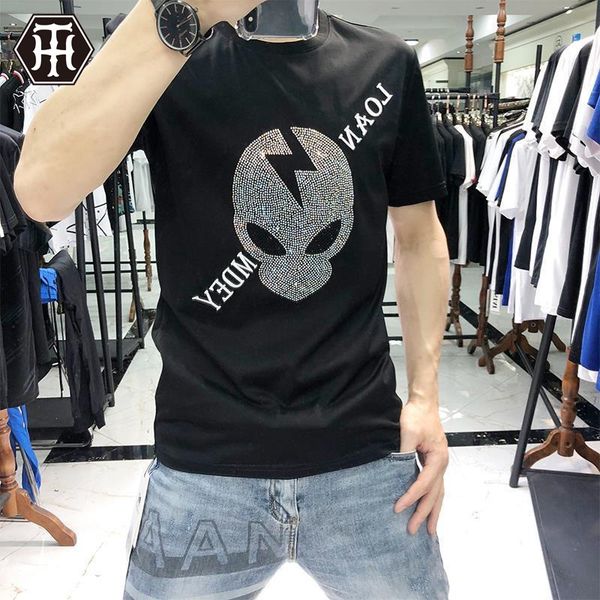 2020 spring and summer street trendy men's du dewei trendy brand t-shirt mercerized cotton clothes skull rhinestone half sleeve t short, White;black
2020 spring and summer street trendy men's du dewei trendy brand t-shirt mercerized cotton clothes skull rhinestone half sleeve t short, White;black