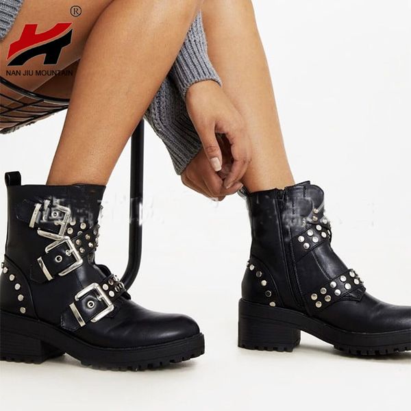 nan jiu mountain 2020 women boots ankle boots handmade metal rivet belt buckle fashion plus size 41, Black
nan jiu mountain 2020 women boots ankle boots handmade metal rivet belt buckle fashion plus size 41, Black