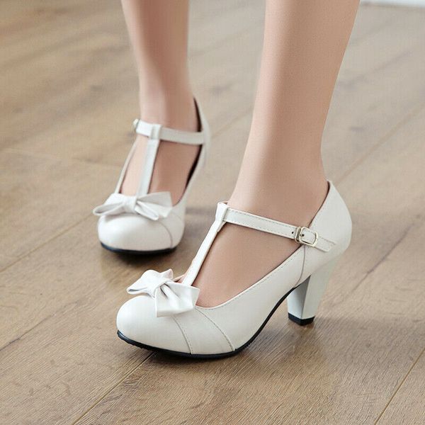 sweet bowknot pumps womens t-straps block heels shoes buckle plus size janpan, Black
sweet bowknot pumps womens t-straps block heels shoes buckle plus size janpan, Black