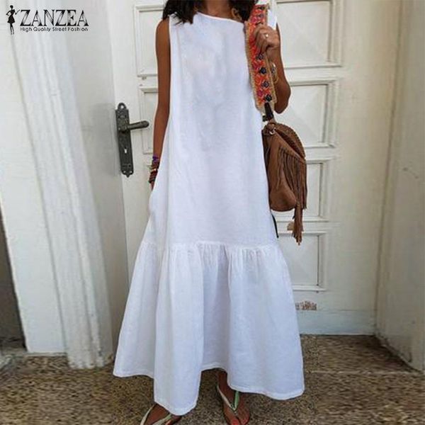2020 zanzea ruffle maxi dress women's summer sundress kaftan sleeveless tunic vestidos female casual o neck beach robe oversized, Black;gray
2020 zanzea ruffle maxi dress women's summer sundress kaftan sleeveless tunic vestidos female casual o neck beach robe oversized, Black;gray
