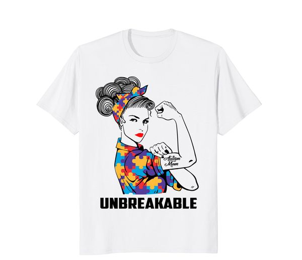 autism mom unbreakable t shirt autism awareness shirt casual printing tee