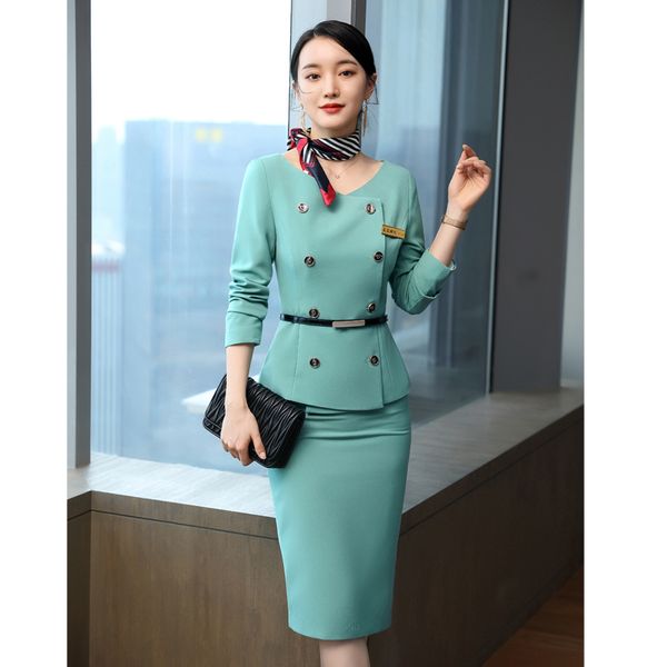 two piece dress formal uniform designs women business suits with 2 set and skirt styles professional beauty salon blazers, White
two piece dress formal uniform designs women business suits with 2 set and skirt styles professional beauty salon blazers, White