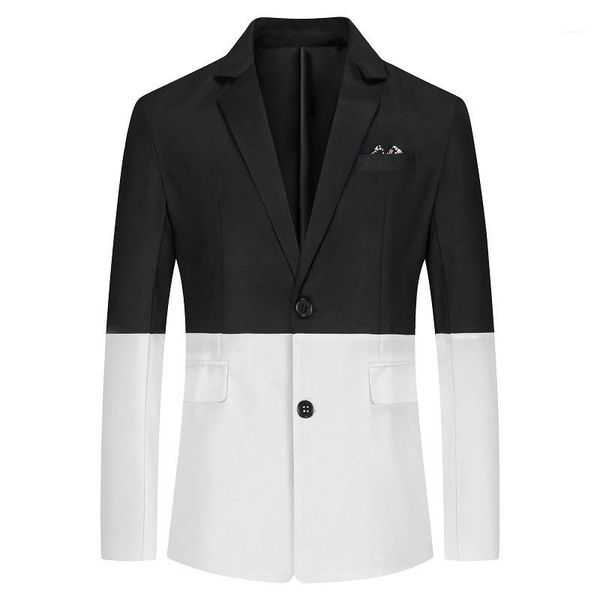 single breasted mens coats casual business mens designer suits fashion loose male blazers double color panelled, White;black
single breasted mens coats casual business mens designer suits fashion loose male blazers double color panelled, White;black