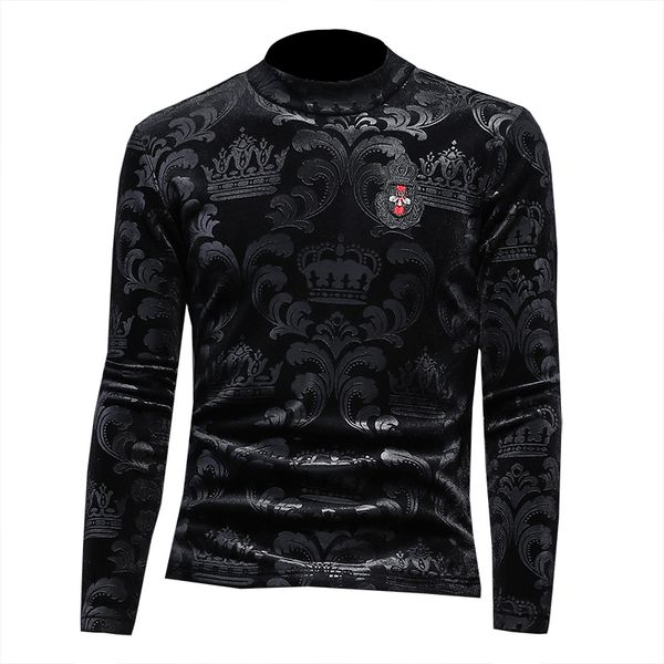 winter men's high neck gold velvet t-shirts long sleeves slim fit fashion embroidered patterns thickened warm casual bottoming shirts, White;black
winter men's high neck gold velvet t-shirts long sleeves slim fit fashion embroidered patterns thickened warm casual bottoming shirts, White;black
