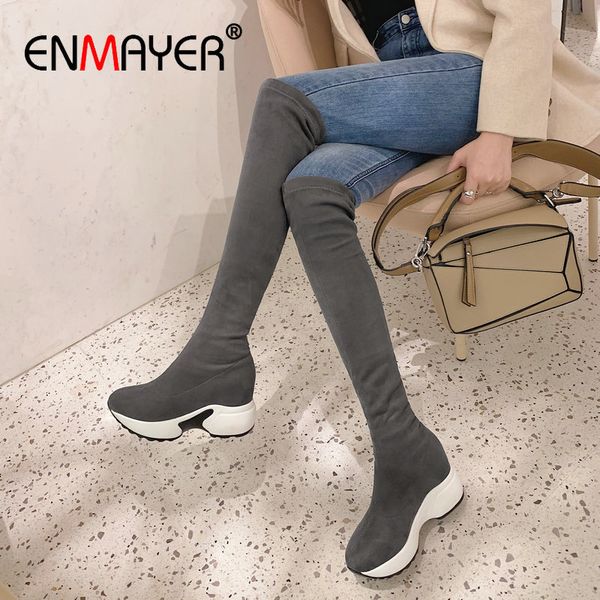 enmayer 2020 slim boots women winter boots round toe wedges heels stretch fabric over-the-knee faux suede shoes woman size 34-43, Black
enmayer 2020 slim boots women winter boots round toe wedges heels stretch fabric over-the-knee faux suede shoes woman size 34-43, Black