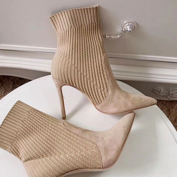 leather high heel short boots pointed thin heel thin stitching elastic wool women's ankle boots, Black
leather high heel short boots pointed thin heel thin stitching elastic wool women's ankle boots, Black