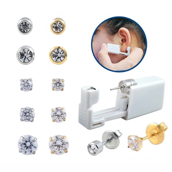 10piece sterilized disposable ear piercing units clear crystal prong setting stud earring gun tools set safety & easy for woman, Golden;silver
10piece sterilized disposable ear piercing units clear crystal prong setting stud earring gun tools set safety & easy for woman, Golden;silver