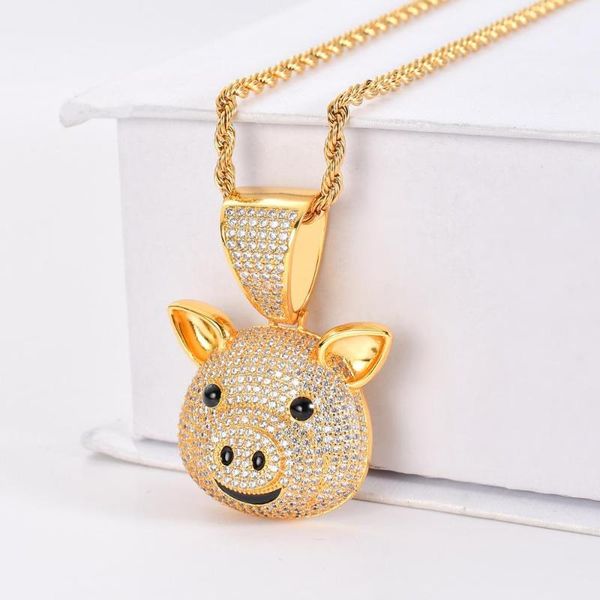ear brass animal pig pendant iced out zircon stone collier gold men's necklace hip hop jewelry, Silver
ear brass animal pig pendant iced out zircon stone collier gold men's necklace hip hop jewelry, Silver