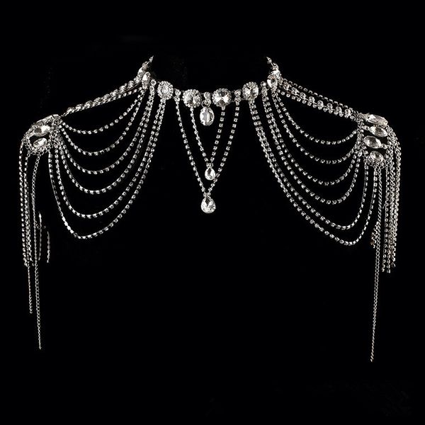 new women luxury crystal bridal shoulder chain bling rhinestone wedding necklace shoulder tassel chains jewelry, Silver
new women luxury crystal bridal shoulder chain bling rhinestone wedding necklace shoulder tassel chains jewelry, Silver