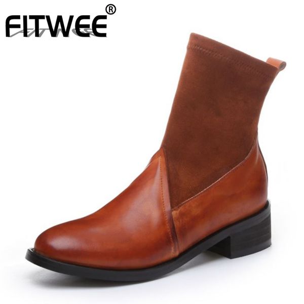 fitwee women flat heel boots genuine leather ankle boots fashion winter shoes women footwear size 34-40, Black
fitwee women flat heel boots genuine leather ankle boots fashion winter shoes women footwear size 34-40, Black