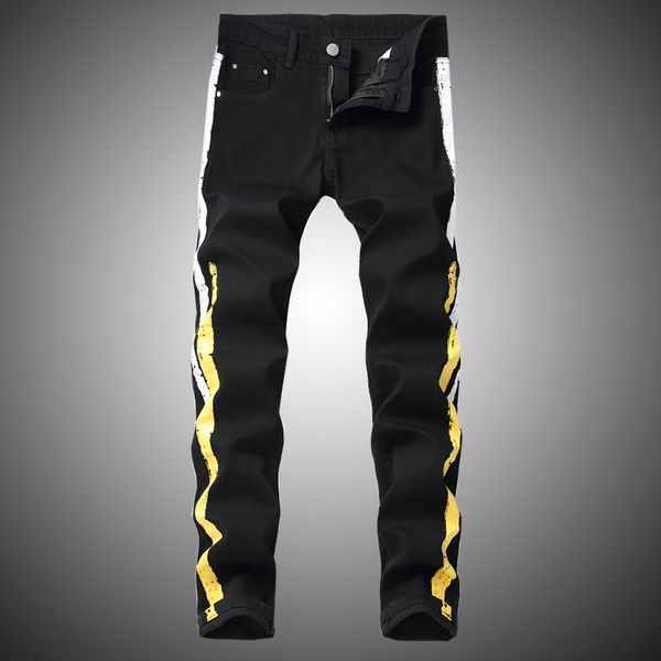 men's jeans streetwear denim pants men fashion print elastic slim fit pencil casual stripe printing trousers male bp076, Blue
men's jeans streetwear denim pants men fashion print elastic slim fit pencil casual stripe printing trousers male bp076, Blue