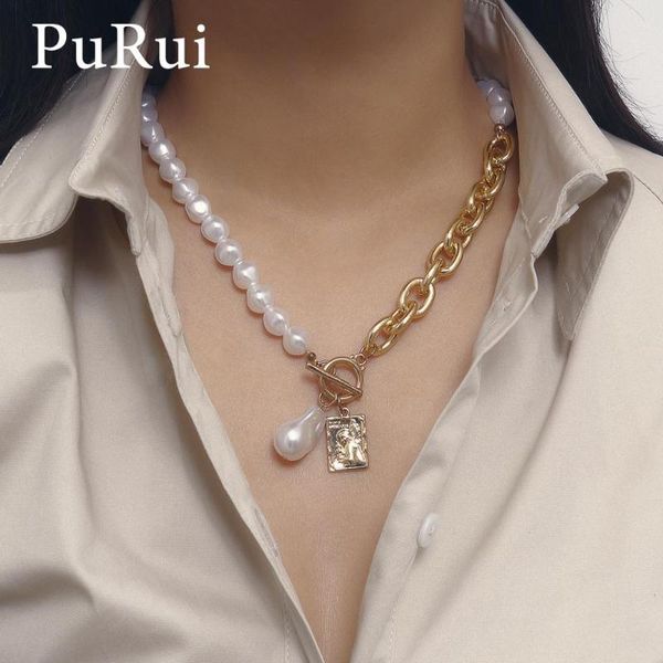 Punk Imitation Pearl Choker Necklace Cuban Link Chain Statement Angel Pendant Necklace for Women Gold Color Jewelry, Silver
Punk Imitation Pearl Choker Necklace Cuban Link Chain Statement Angel Pendant Necklace for Women Gold Color Jewelry, Silver
