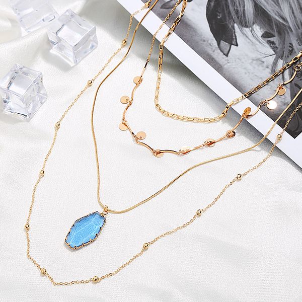 4 layers oval crystal stone pendant chain necklace multi-layer charm collar choker for women jewelry gift, Silver
4 layers oval crystal stone pendant chain necklace multi-layer charm collar choker for women jewelry gift, Silver