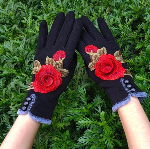 five fingers gloves women' autumn winter thicken warm flower embroidery lady' touch screen vintage dancing driving glove r2373, Blue;gray
five fingers gloves women' autumn winter thicken warm flower embroidery lady' touch screen vintage dancing driving glove r2373, Blue;gray