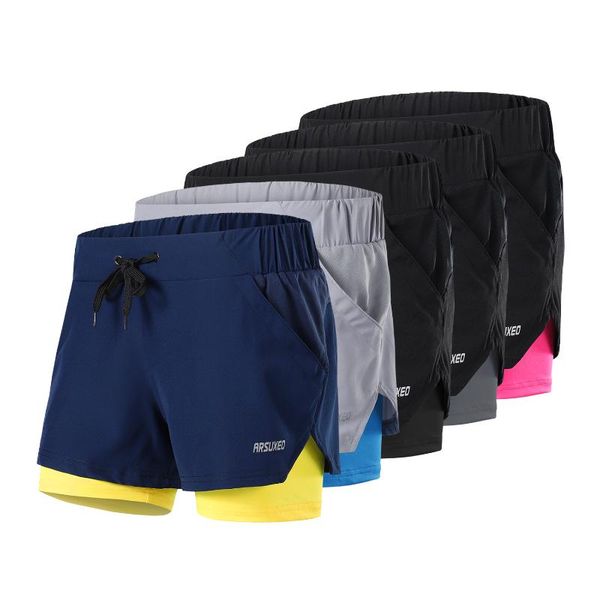 women 2-in-1 running shorts quick drying breathable active training jogging cycling fitness workout sport shorts with liner, Black;blue
women 2-in-1 running shorts quick drying breathable active training jogging cycling fitness workout sport shorts with liner, Black;blue