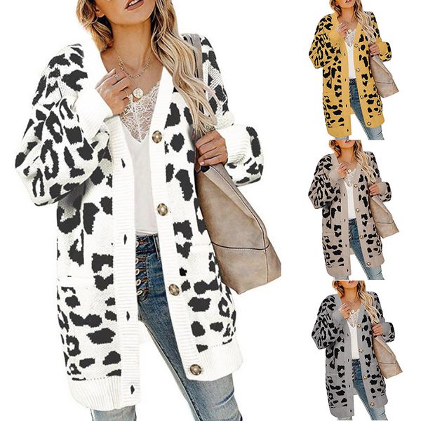 2020 autumn and winter knitwear european and american foreign trade long lantern sleeve button leopard cardigan sweater, White
2020 autumn and winter knitwear european and american foreign trade long lantern sleeve button leopard cardigan sweater, White