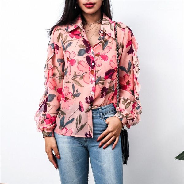 blouse fashion floral lapel neck ruffle long sleeve single breasted loose blouse autumn womens clothes casual women chiffon, White
blouse fashion floral lapel neck ruffle long sleeve single breasted loose blouse autumn womens clothes casual women chiffon, White