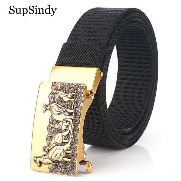supsindy man's nylon belt luxury kangaroo metal automatic buckle canvas belts for men fashion jeans waistband outdoor male strap, Black;brown
supsindy man's nylon belt luxury kangaroo metal automatic buckle canvas belts for men fashion jeans waistband outdoor male strap, Black;brown