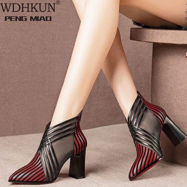 woman stripe ankle boots 2020 summer women high heels women's mesh casual pointed toe boot ladies fashion female shoes, Black
woman stripe ankle boots 2020 summer women high heels women's mesh casual pointed toe boot ladies fashion female shoes, Black