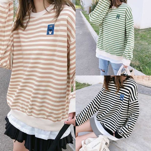 korean embroidery single autumn and winter new loose large size all-match striped embroidery stitching fake two-piece cartoon long sleeve ro, Black
korean embroidery single autumn and winter new loose large size all-match striped embroidery stitching fake two-piece cartoon long sleeve ro, Black