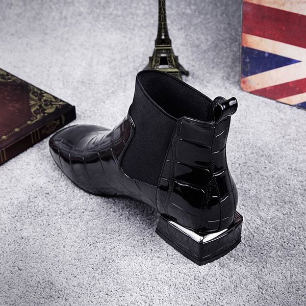women's pu leather boots woman fashion ankle boot women square heel ladies square toe slip on female casual shoes plus size 2020, Black
women's pu leather boots woman fashion ankle boot women square heel ladies square toe slip on female casual shoes plus size 2020, Black