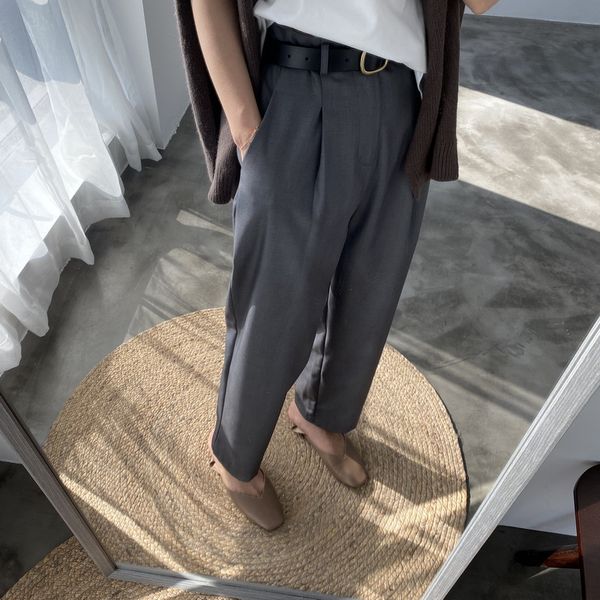 womens pants 2020 spring new korean version solid color leisure high waist ankle-length pants suit female with belt, Black;white
womens pants 2020 spring new korean version solid color leisure high waist ankle-length pants suit female with belt, Black;white