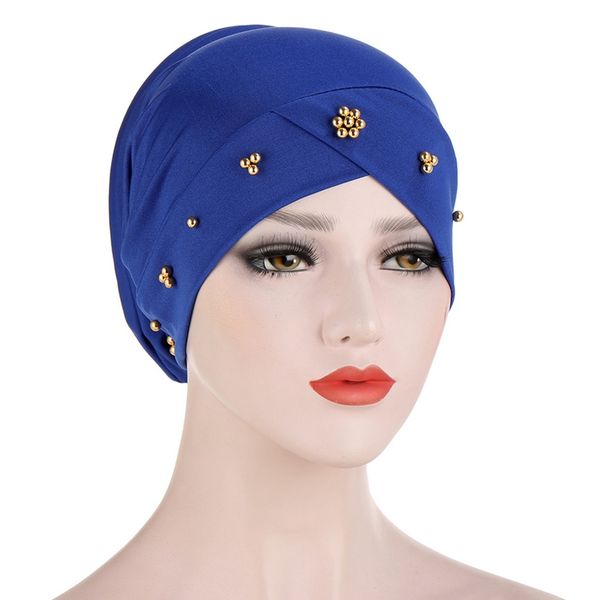 muslim women stretchy bead cross silky sponge turban hat headwear wrap plated hair cover accessories, Blue;gray
muslim women stretchy bead cross silky sponge turban hat headwear wrap plated hair cover accessories, Blue;gray