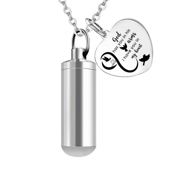 cremation ashes necklace cylinder stainless steel jewelry memorial pendant-god has you in his arms.i have you in my heart, Silver
cremation ashes necklace cylinder stainless steel jewelry memorial pendant-god has you in his arms.i have you in my heart, Silver