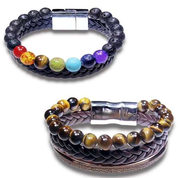 charm bracelets chakra yoga leather woven bracelet 8mm lava natural stone healing balance magnet clasp men combination dropship tr1022, Golden;silver
charm bracelets chakra yoga leather woven bracelet 8mm lava natural stone healing balance magnet clasp men combination dropship tr1022, Golden;silver