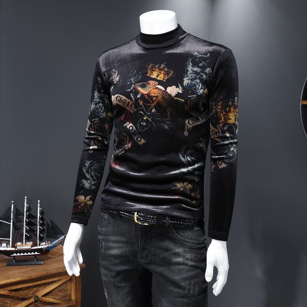men's long-sleeved thick t-shirt 2020 youth europe slim bottoming plus shirt high-neck printing trend winter velvet qkvee, Black
men's long-sleeved thick t-shirt 2020 youth europe slim bottoming plus shirt high-neck printing trend winter velvet qkvee, Black