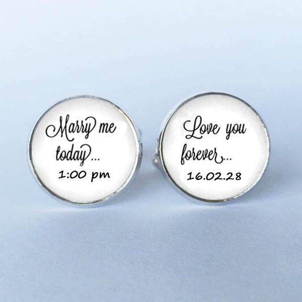 cuff link and tie clip sets 1pair marry me today groom cufflinks custom wedding date - links for the love forever, Silver;golden
cuff link and tie clip sets 1pair marry me today groom cufflinks custom wedding date - links for the love forever, Silver;golden