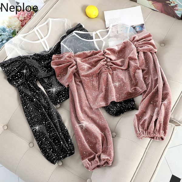 women's blouses & shirts neploe high waist slim short pleated dot blouse women lace patchwork lantern long sleeve blusas temperament ve, White
women's blouses & shirts neploe high waist slim short pleated dot blouse women lace patchwork lantern long sleeve blusas temperament ve, White