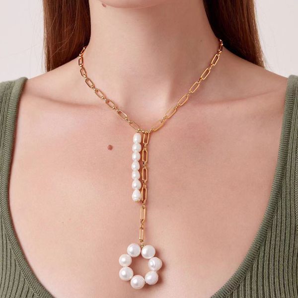 jewelry pearl dangle necklace bohemian simple fashion stainless steel collares de moda chain women good luck necklace women, Silver
jewelry pearl dangle necklace bohemian simple fashion stainless steel collares de moda chain women good luck necklace women, Silver