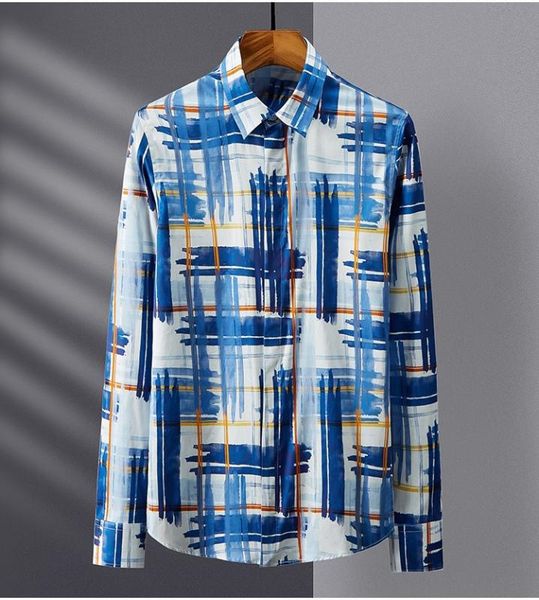 men's casual shirts blue mens long sleeve plaid printed party dress slim fit male plus size 4xl, White;black
men's casual shirts blue mens long sleeve plaid printed party dress slim fit male plus size 4xl, White;black