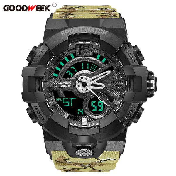 goodweek men sport watch camouflage s watches waterproof multi-functional dual display watches relogio masculino, Slivery;brown
goodweek men sport watch camouflage s watches waterproof multi-functional dual display watches relogio masculino, Slivery;brown