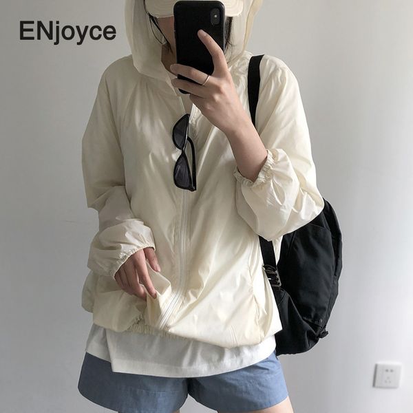 women's jackets korean summer women basic hooded sunscreen zipper coats casual long sleeves autumn thin windbreaker loose outerwear 202, Black;brown
women's jackets korean summer women basic hooded sunscreen zipper coats casual long sleeves autumn thin windbreaker loose outerwear 202, Black;brown