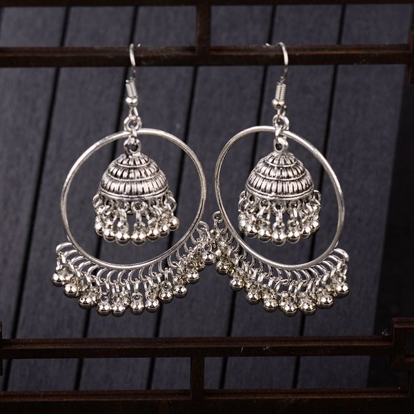 anqi jhumka jewelry sliver small bells drop tassel earrings women girls boho ethnic big round circle dangling earring, Silver
anqi jhumka jewelry sliver small bells drop tassel earrings women girls boho ethnic big round circle dangling earring, Silver