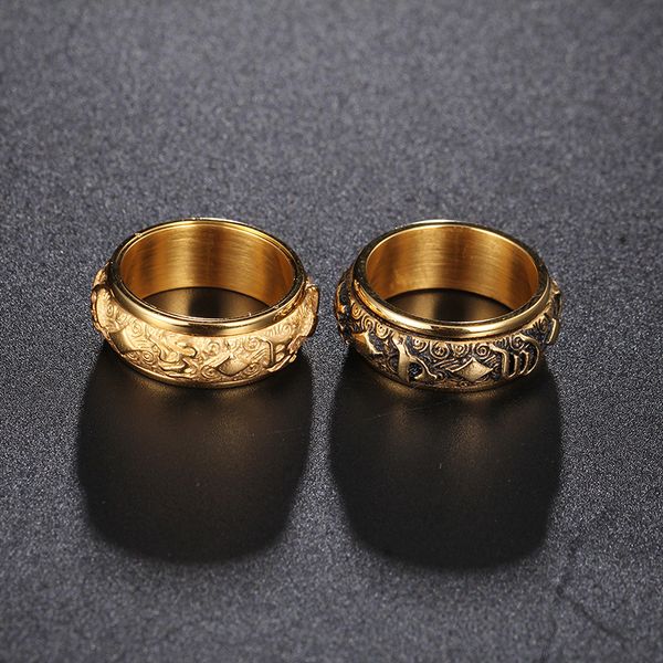 cluster rings gold mantra rotatable ring men titanium steel tide retro domineering personality single index finger with jewelry, Golden;silver
cluster rings gold mantra rotatable ring men titanium steel tide retro domineering personality single index finger with jewelry, Golden;silver